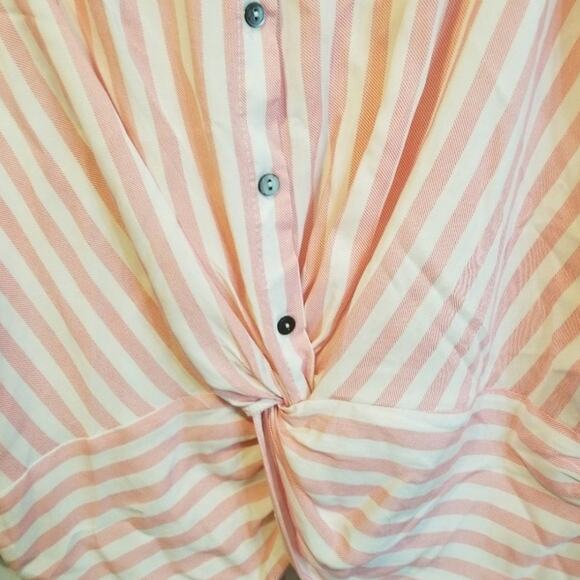 She and Sky pink and white striped button‎ down shirt size medium - Picture 3 of 5